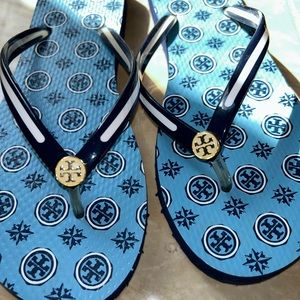 Blue Tory Burch Flip Flops